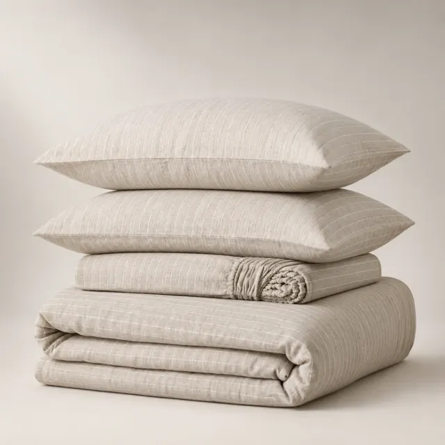 Pinstripe Linen Bedding Set